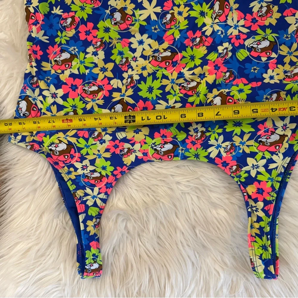 Buc-ee’s Size 2X‎ Blue Neon Floral Beaver Logo One Piece Swimsuit